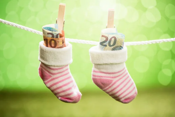 Baby Socks With Money — Stock Photo, Image