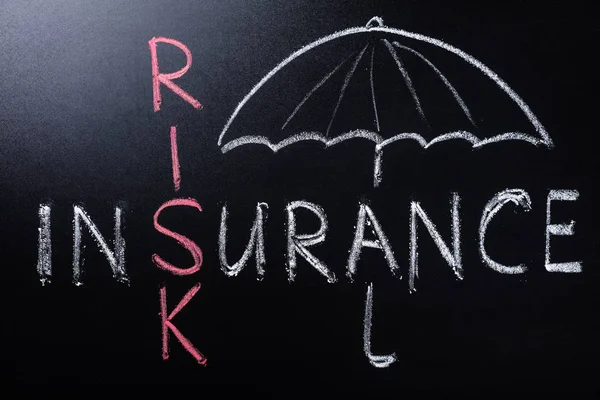 Conceito de risco de seguro no quadro negro — Fotografia de Stock