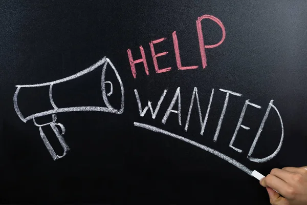 Help Wanted Concept On Blackboard — Stok Foto