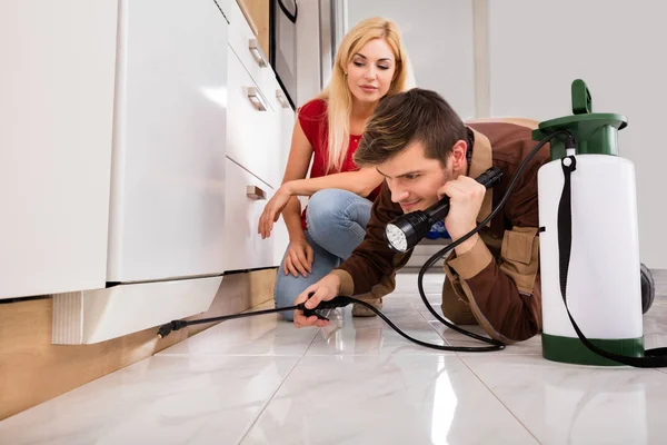 Worker Spraying Insecticide — Stock Photo, Image