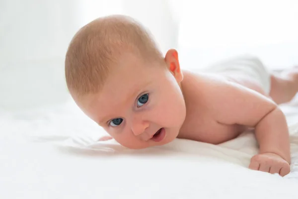 Baby Playing In Bed — Stock Photo, Image
