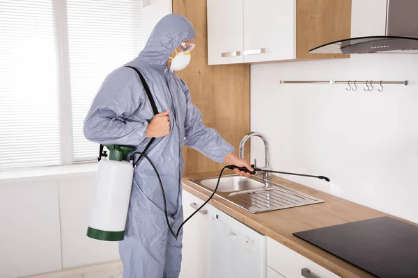 Worker Spraying Pesticide — Stock Photo, Image