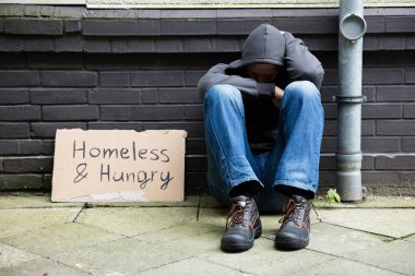 Картина, постер, плакат, фотообои "бездомный и голодный человек
", артикул 139875280