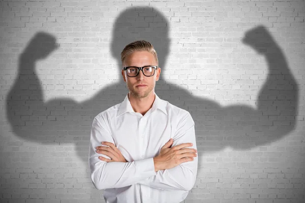 Businessman With Muscular Shadow — Stock Photo, Image