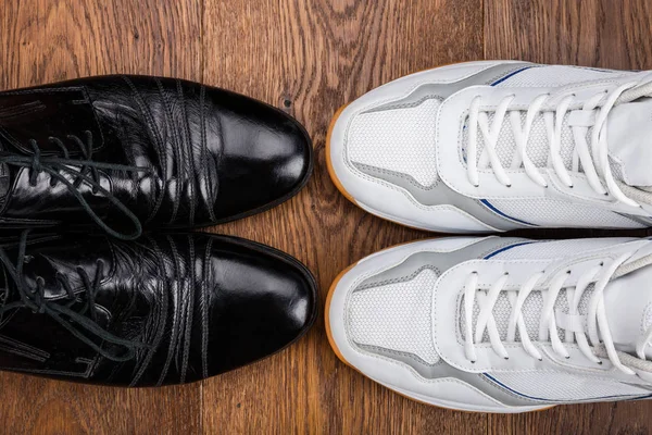 Pair Of White And Black Shoes — Stock Photo, Image