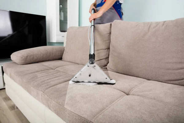 Man Cleaning Sofa — Stock Photo, Image