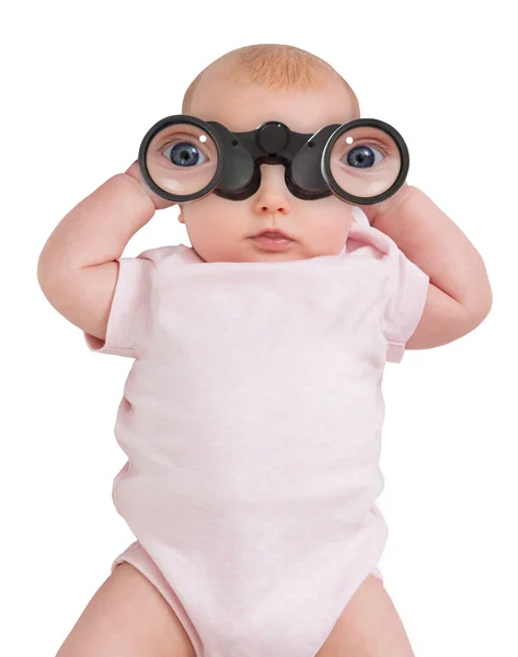 Innocent Child With Binocular — Stock Photo, Image