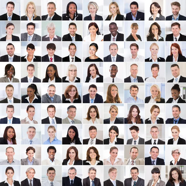 Collage Diverse Multi Ethnic Mixed Age Smiling Business People Team — Stock Photo, Image
