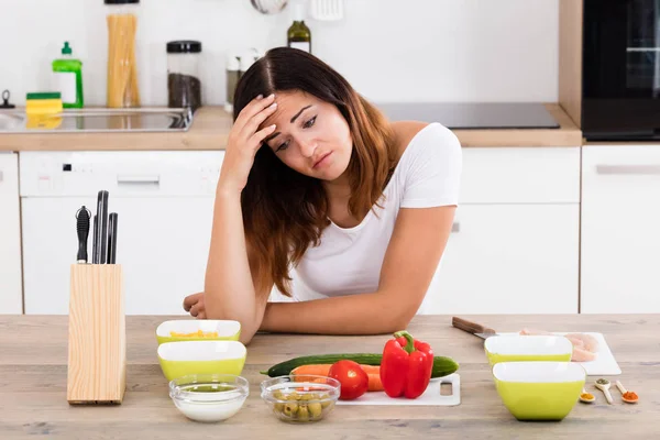 Unhappy Woman In Kitchen — Stock Photo, Image