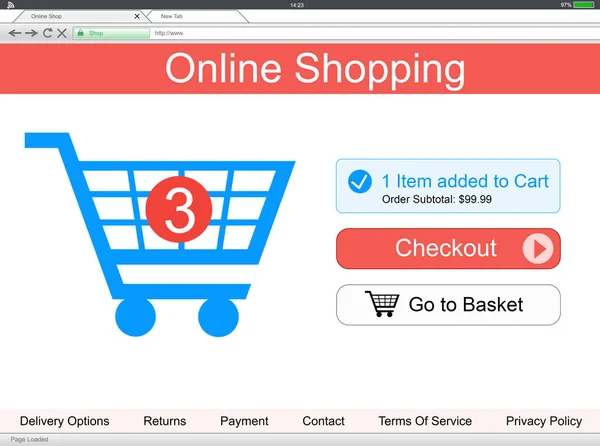Tablet digital com compras on-line — Fotografia de Stock