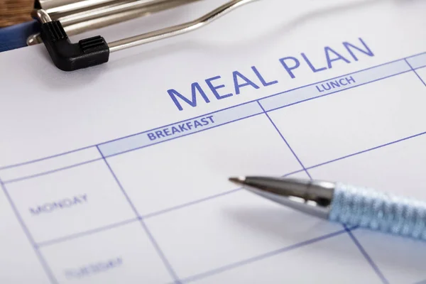 Pen With Meal Plan Form — Stock Photo, Image