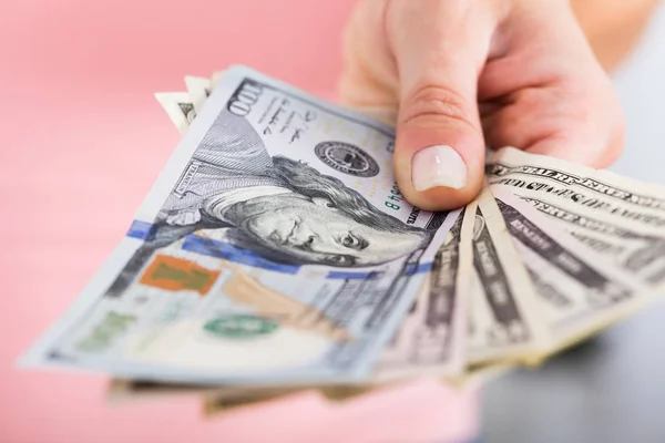Person Hand Showing Dollars — Stock Photo, Image