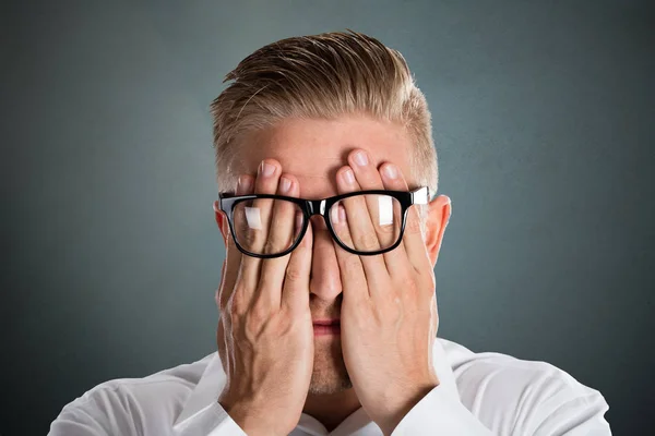 Man Hands Over The Face — Stock Photo, Image