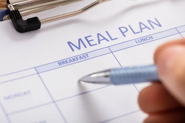 Person Filling Meal Plan Form — Stock Photo, Image