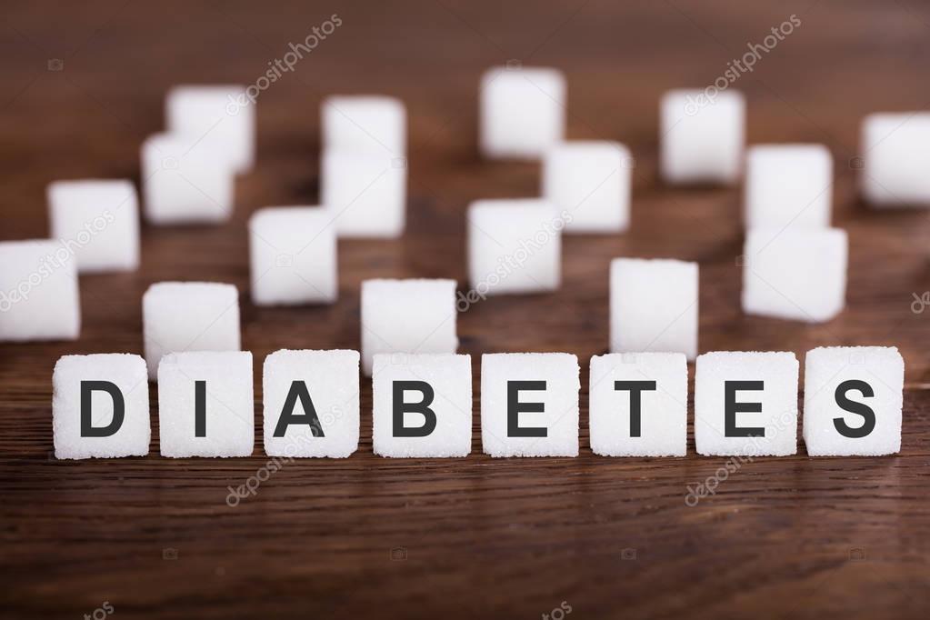 Diabetes Text On Sugar Cubes