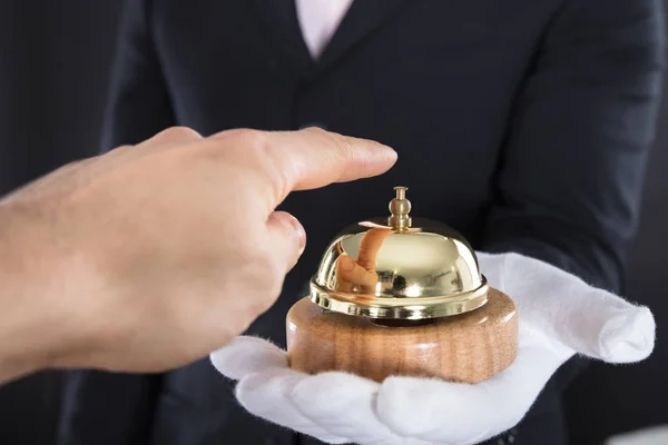 Male Hand Ringing Service Bell — Stock Photo, Image