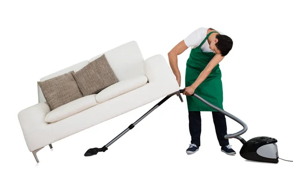 Školník čištění podlahy — Stock fotografie