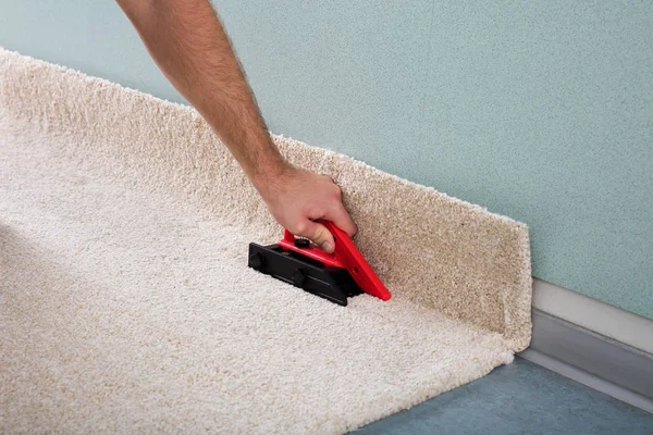 Hands Laying Carpet — Stock Photo, Image