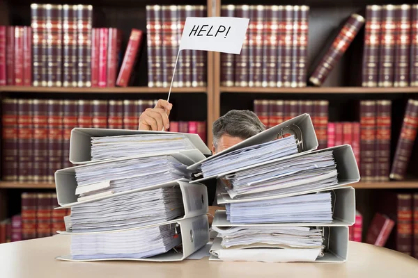 Accountant Holding Help Flag — Stock Photo, Image