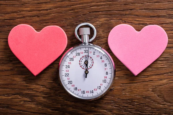 Hearts And Stop Watch — Stock Photo, Image