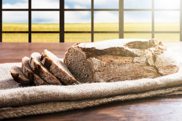 Pane affettato sul sacco — Foto Stock