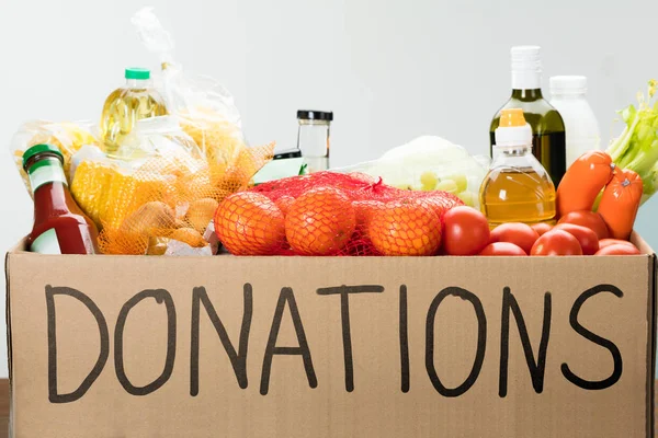 Caixa de doação de alimentos — Fotografia de Stock