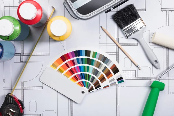 Color Guide Swatch On Blueprints — Stock Photo, Image