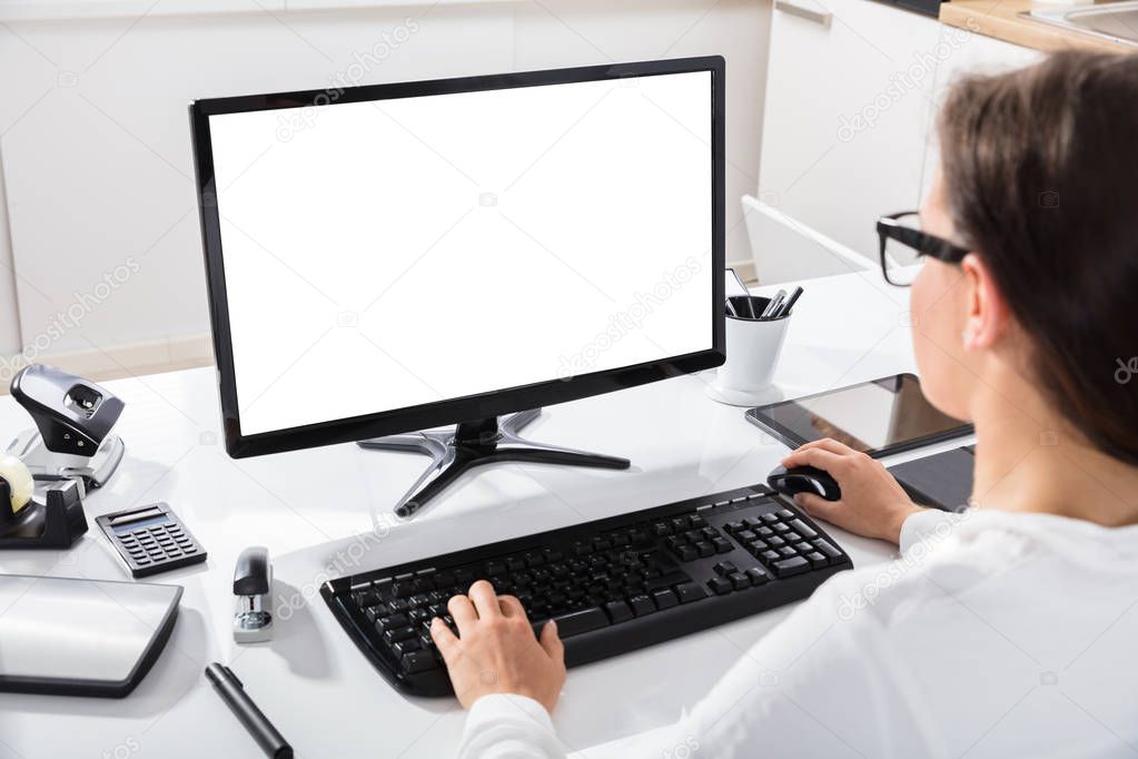 Businesswoman Using Computer 