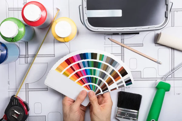 Architect Choosing Color From Swatch — Stock Photo, Image