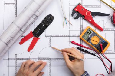 Mimar çizim planı planı üzerinde 