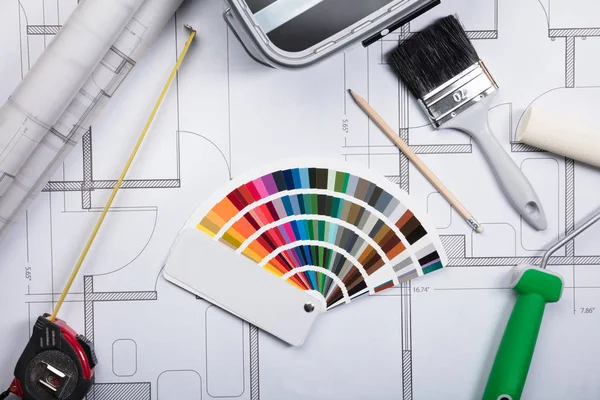 Guía de color Swatch On Blueprints — Foto de Stock