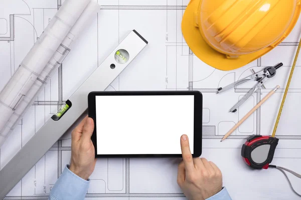 Architect Touching Screen Of Table — Stock Photo, Image