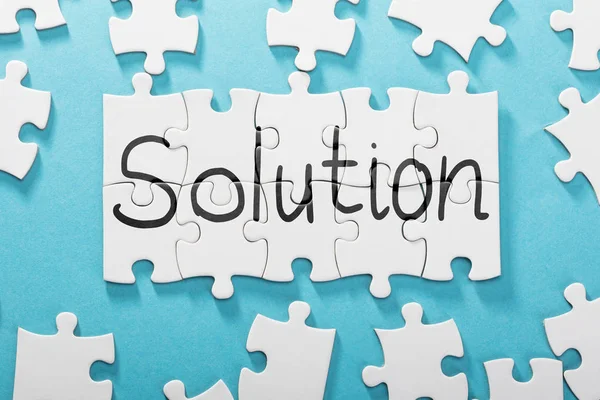 Solution Word Made With Puzzle — Stock Photo, Image