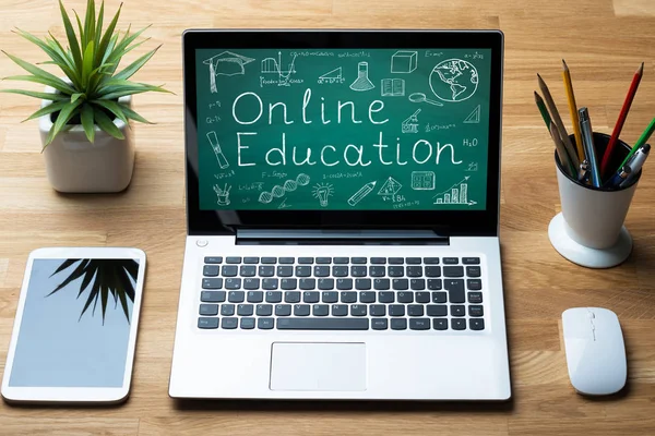 Online onderwijs op laptop — Stockfoto