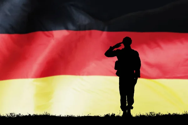 Solider Saluting Against Flag — Stock Photo, Image