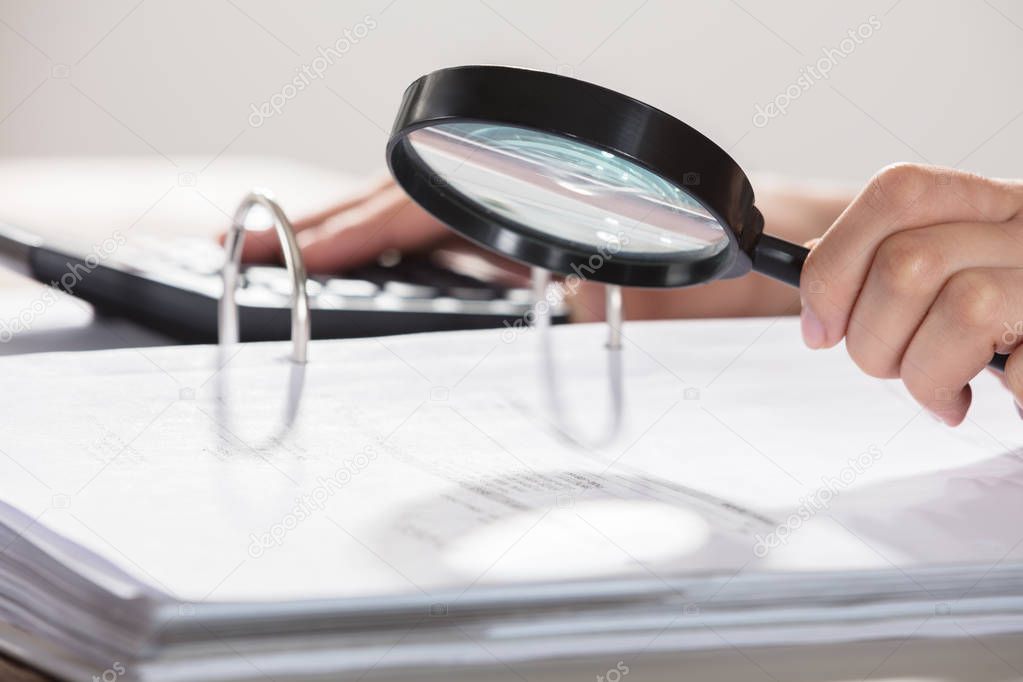 Businesswoman Examining Documents