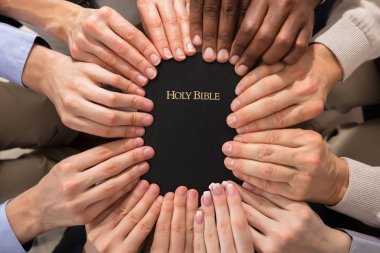 Hands Holding Holy Bible clipart