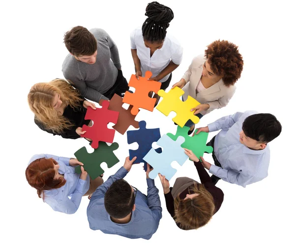 Group Of People Holding Puzzles — Stock Photo, Image