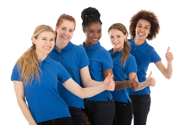 Conserjes femeninos Gestos Pulgares hacia arriba — Foto de Stock