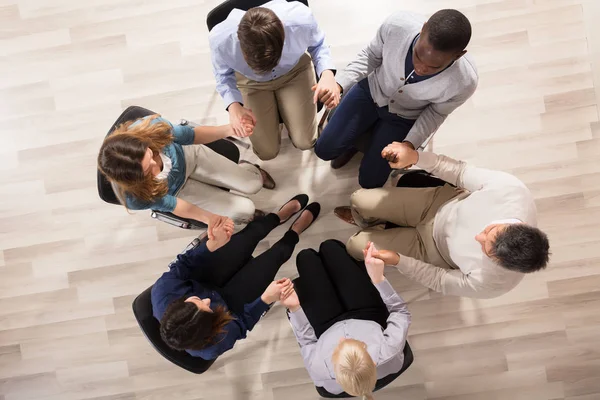 Overhead View People Sitting Chair Circle Supporting Each Other — Stock Photo, Image