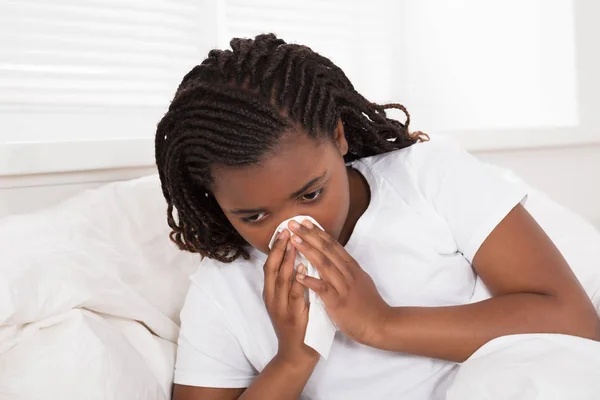 Girl Blowing Her Nose — Stock Photo, Image