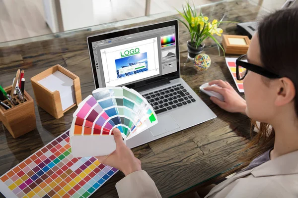 Woman Holding Color Swatches — Stock Photo, Image