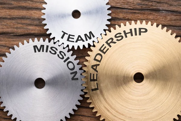 Mission And Leadership Interlocked Cogwheels — Stock Photo, Image