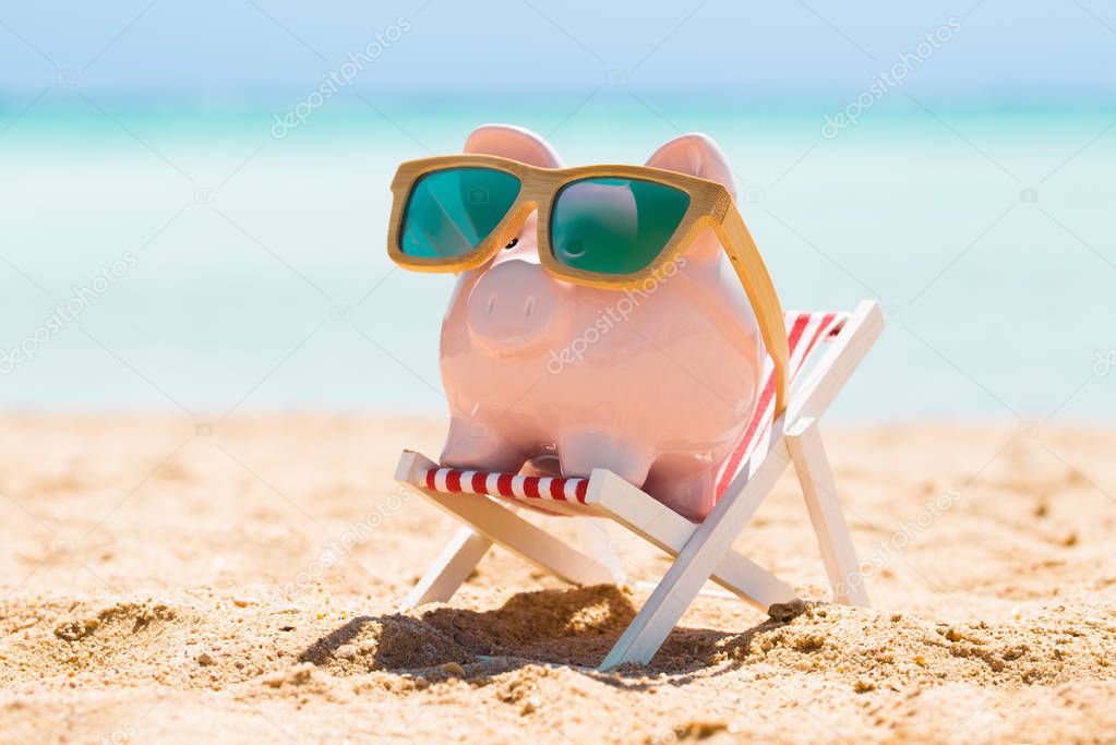 Piggy Bank With Wooden Sunglasses 