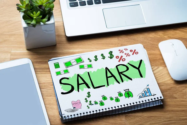 Salary Word In Notepad — Stock Photo, Image