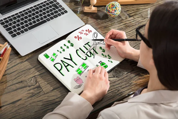 Woman Drawing Salary Paycut