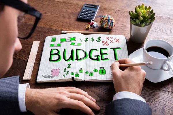 Man Drawing Budget Plan — Stock Photo, Image