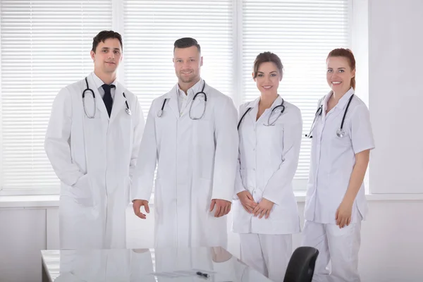 Ritratto Squadra Medica Professionale Sorridente Clinica — Foto Stock