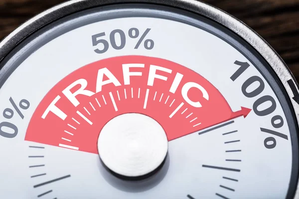 Traffic Text On Meter Gauge — Stock Photo, Image