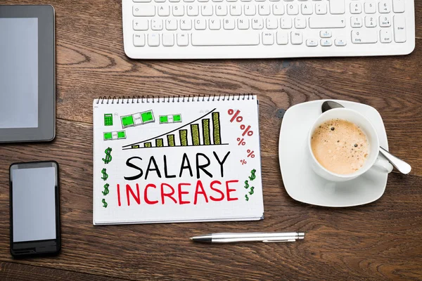 Salary Increase In Notepad — Stock Photo, Image